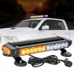 Zmoon LED Strobe Flashing Light Bar -30 LED High Intensity Emergency Hazard Warning Lighting Bar/Beacon/with Magnetic Base and 16 ft Straight Cord for Car Trailer Roof Safety (Amber/White)