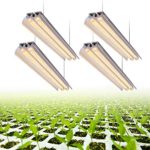 Monios-L T5 LED Grow Light, 4FT Full Spectrum Sunlight Replacement with Reflector, 60W Double Tube White Light High Output Integrated Fixture with Hanging System for Indoor Plants,Plug and Play 4-pack