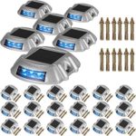 Happybuy Driveway Lights 24-Pack Solar Driveway Lights Bright Blue with Screw Solar Deck Lights Outdoor Waterproof Wireless Dock Lights 6 LEDs for Path Warning Garden Walkway Sidewalk Steps