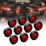 10pc 3/4″ Round Red Trailer LED Marker Light [DOT FMVSS 108] [SAE P2PC] [Semi-Spherical Output] [IP67 Waterproof] [Bullet Style] Round Clearance Marker Lights for Trailer Truck