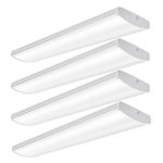 AntLux 72W Commercial LED Wraparound Fixture 4FT Office Ceiling Lighting, 8500 Lumens, 4000K, 4 Foot Low Bay Flush Mount Garage Shop Lights, Integrated Wrap Light, Fluorescent Tube Replacement, 4 Pack